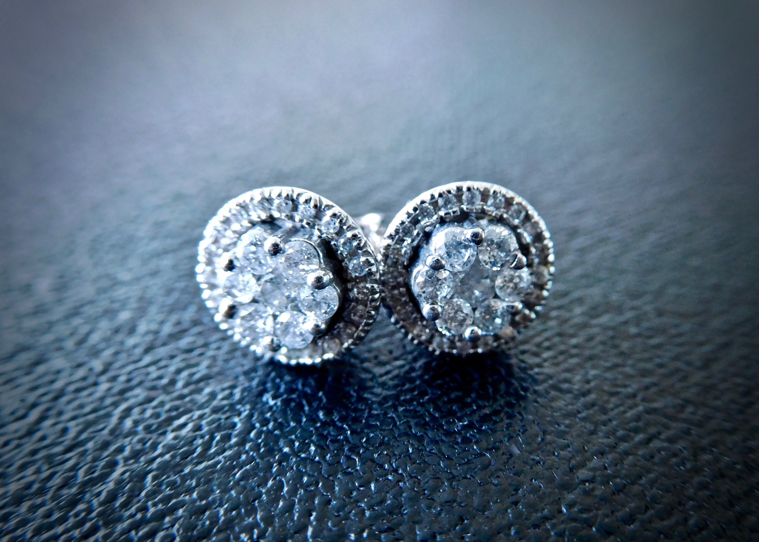 Jewelry 14k White Gold Diamond Cluster Earrings ユニセックス