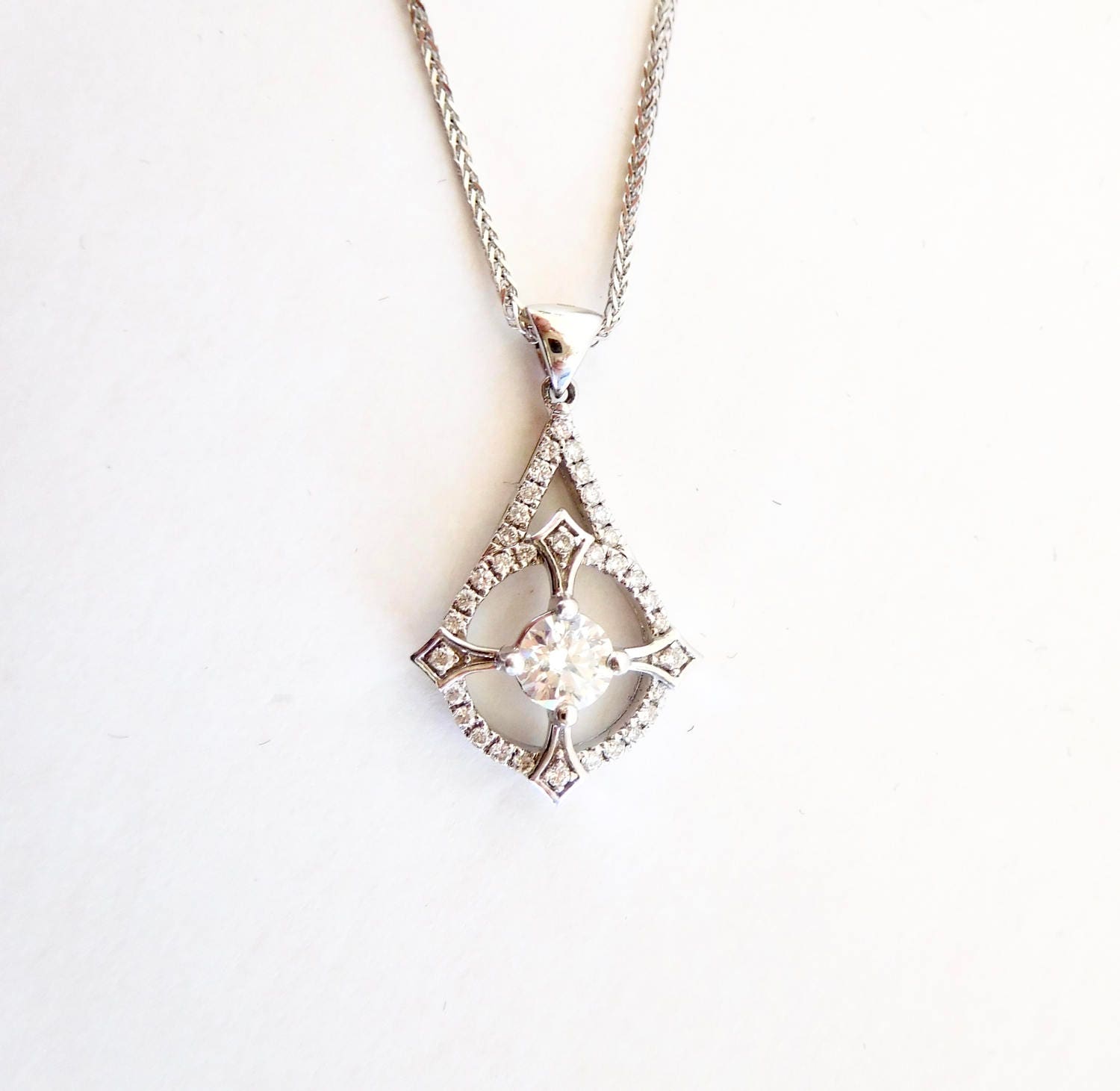 Vintage style diamond necklace fancy vintage style diamond Etsy