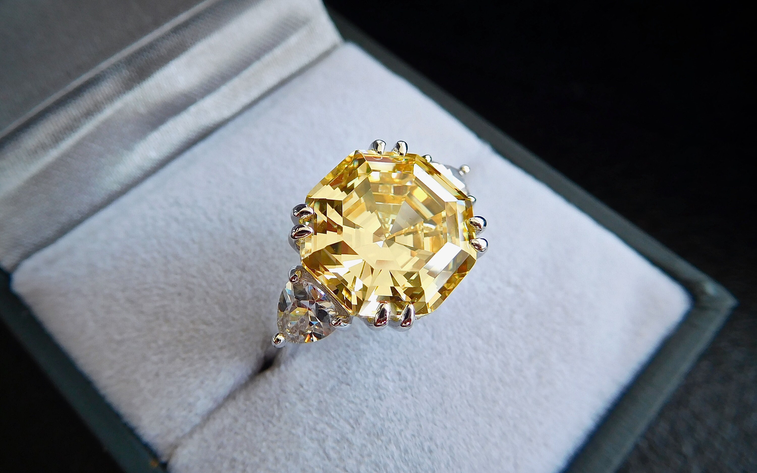 5.00ct Yellow Diamond Asscher Promise Ring Man Made Diamond Etsy UK