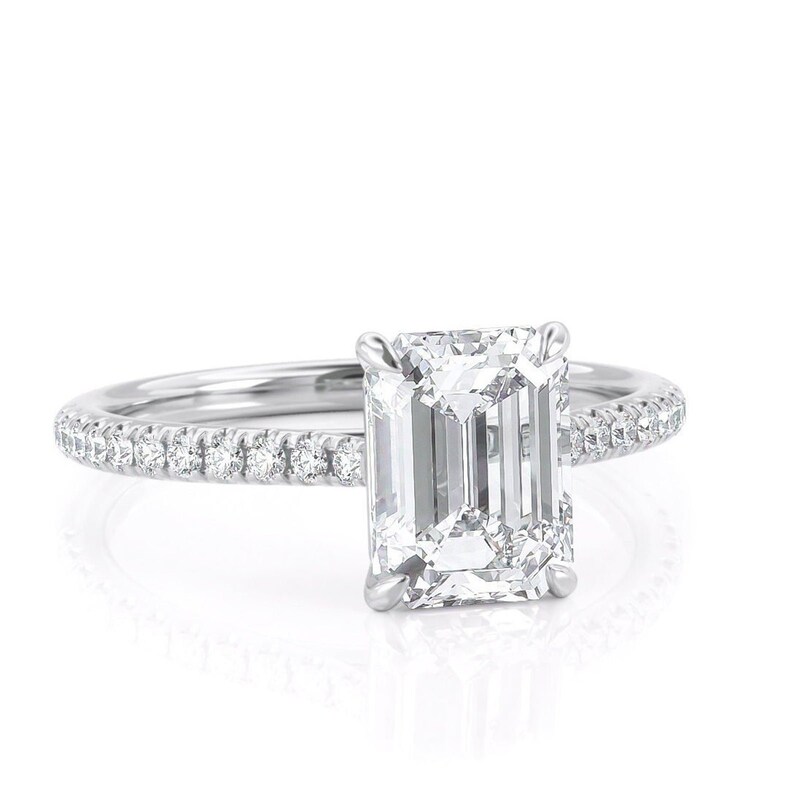 2.00ct Emerald Cut Moissanite Engagement Ring Available in - Etsy