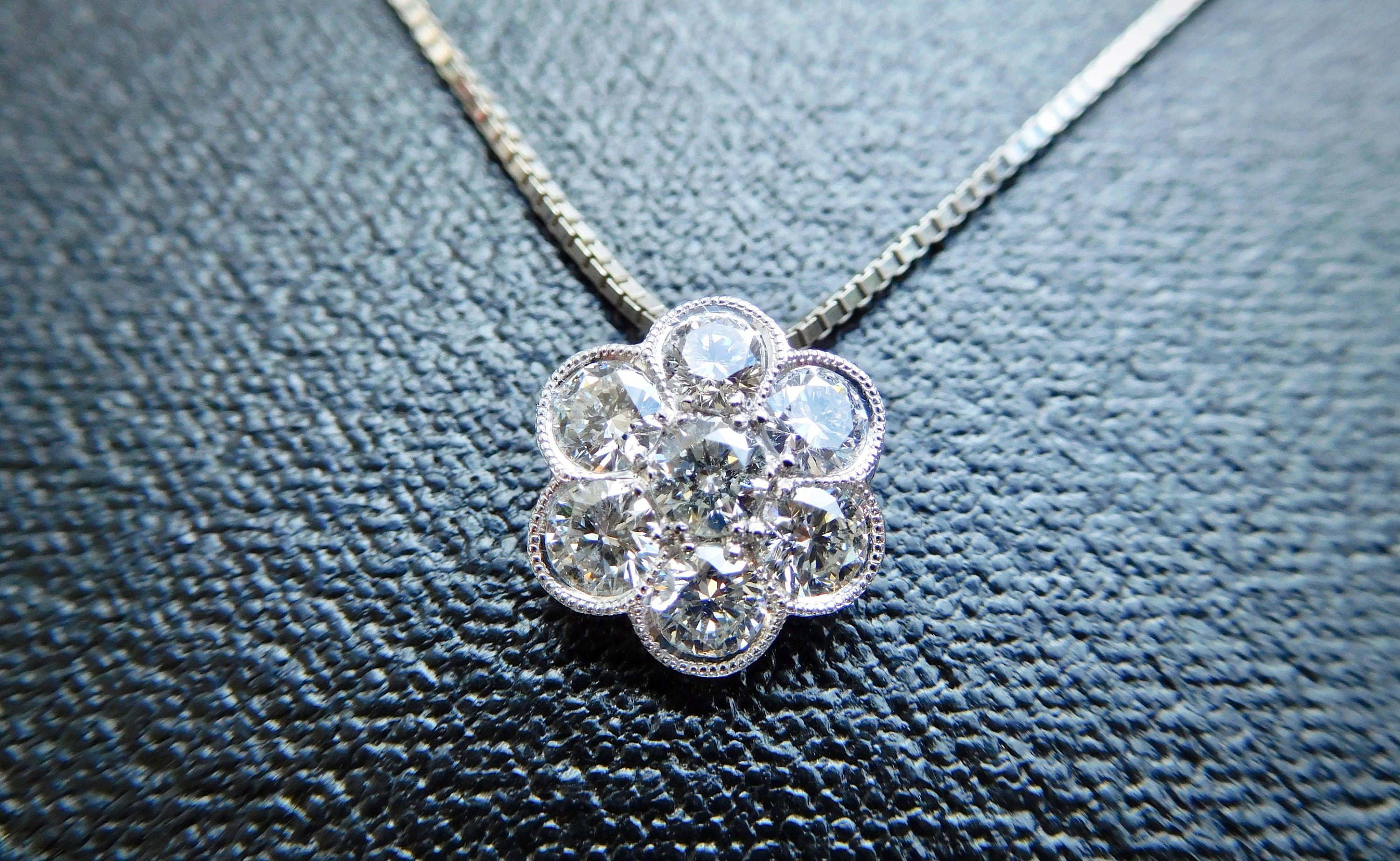 18ct White Gold & Diamond Daisy Cluster Pendant Flower Etsy