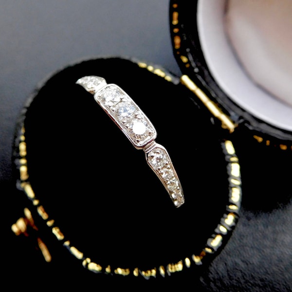 Jemma: Art Deco style diamond wedding ring, art deco style diamond eternity ring, vintage style diamond band, vintage style diamond