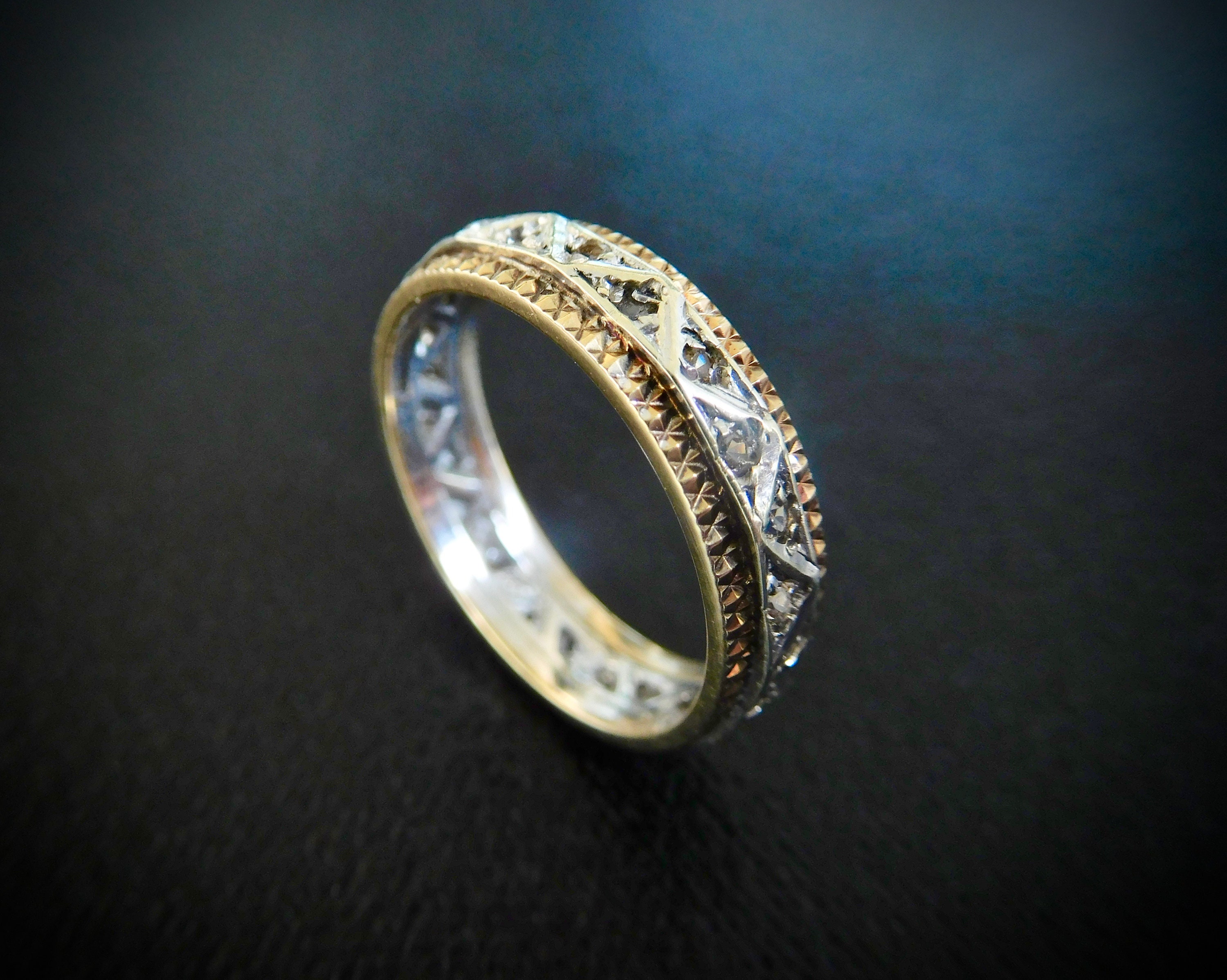 Vintage gold  silver  and paste eternity ring  vintage 