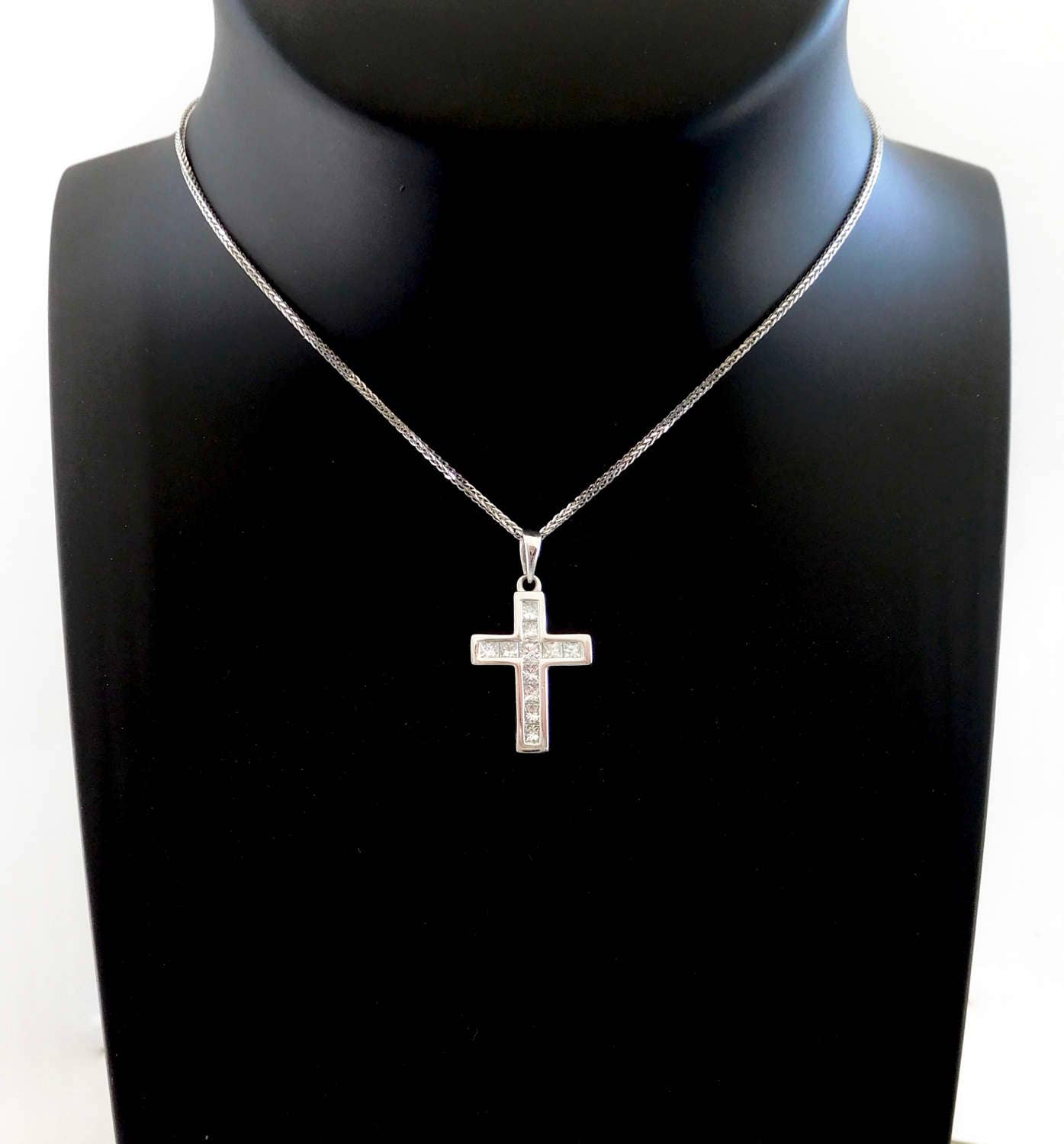 18ct \u0026 Diamond Cross, Channel Set Diamond Cross, Princess Cut Diamond Cross, Diamond Crucifix, Beautiful Diamond cross,diamond Cross Pendant