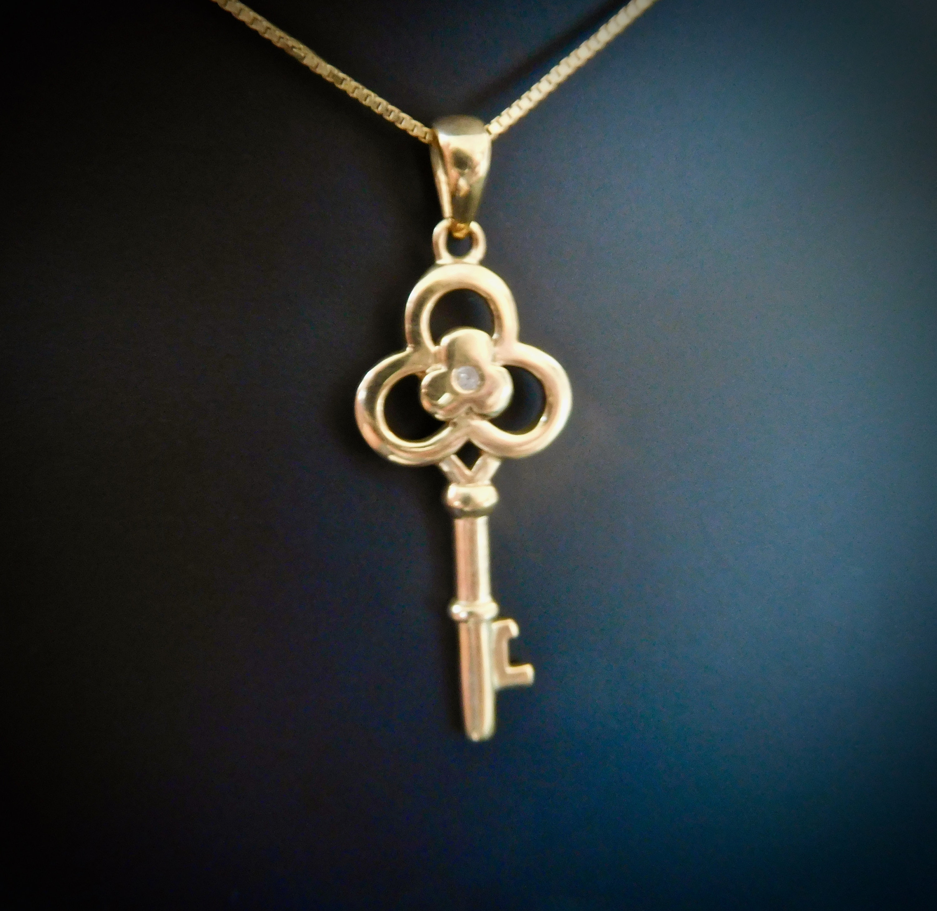 Vintage 9ct Yellow Gold and Diamond Key Pendant Gold Key Etsy UK