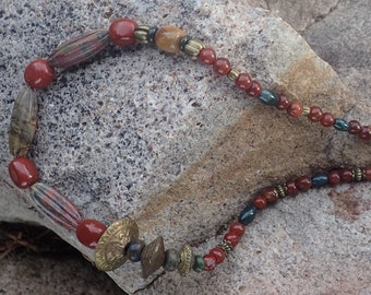 Vintage Carnelian African Trade Bead Necklace