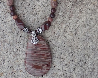 Burgundy/Maroon Zebra Stripe Jasper Pendant