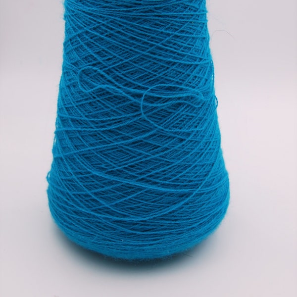 phoenix dye works 80 20 acrylic wool yarn cone, teal spool yarn for machine knitting, 2 ply teal cone of yarn