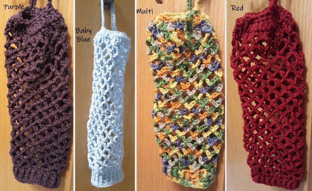 Hanging Plastic Bag Holder Stretchy Crochet Garbage Bag Etsy