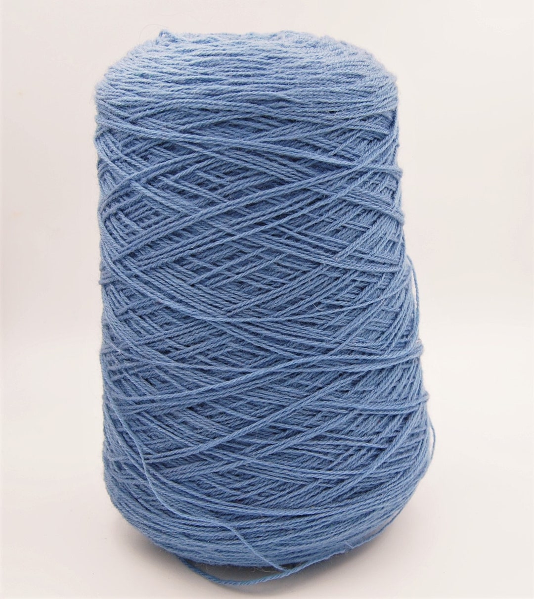 Over One Pound Mary Lue's Yarn, Solo 333 Dusty Blue Yarn Cone, 3 Ply