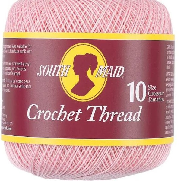 350 yards south maid size 10 crochet thread,  100% mercerized cotton in orchid pink