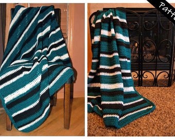 Modello semplice per coperta all'uncinetto, PDF per coperta all'uncinetto per principianti, istruzioni per la coperta a blocchi di colore, motivo afgano stampabile, motivo a strisce