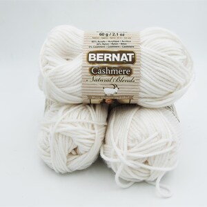 Bernat cashmere natural blends medium weight 4 white snow color recycled fsc yarn acrylic nylon cashmere