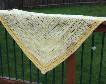 Large yellow triangle scarf, womens crochet yellow triangle shawl, Taste of Honey Shawl, big triangle scarf wrap, RTS yellow crochet wrap