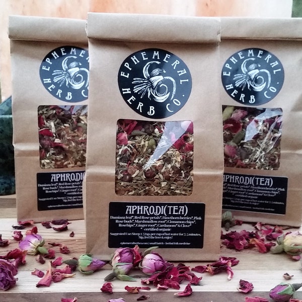 Aphrodi(Tea) // love tea // aphrodisiac blend // warming, relaxing, heart-opening // promotes circulation // organic