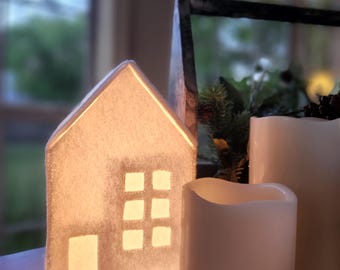 Filz Haus Dorf Muster: DIY Urlaub Mantel Dekor