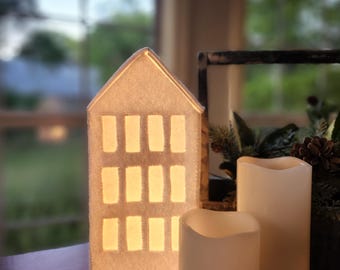 Filzhaus Dorf Muster: DIY Urlaub Mantel Dekor Leuchte (Digitaler Download)