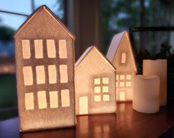 DIY Filz Weihnachtsdorf Muster: Leuchte Haus Mantel Dekor (Digitaler Download)