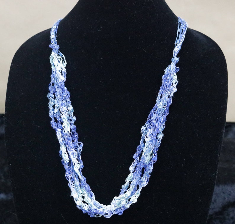 Ladder Trellis Yarn Ribbon Crochet Necklacesperfect Holiday Gift Etsy