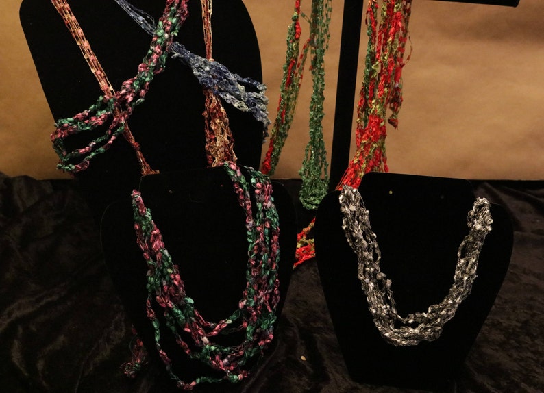 Ladder Trellis Yarn Ribbon Crochet Necklacesperfect Holiday Etsy