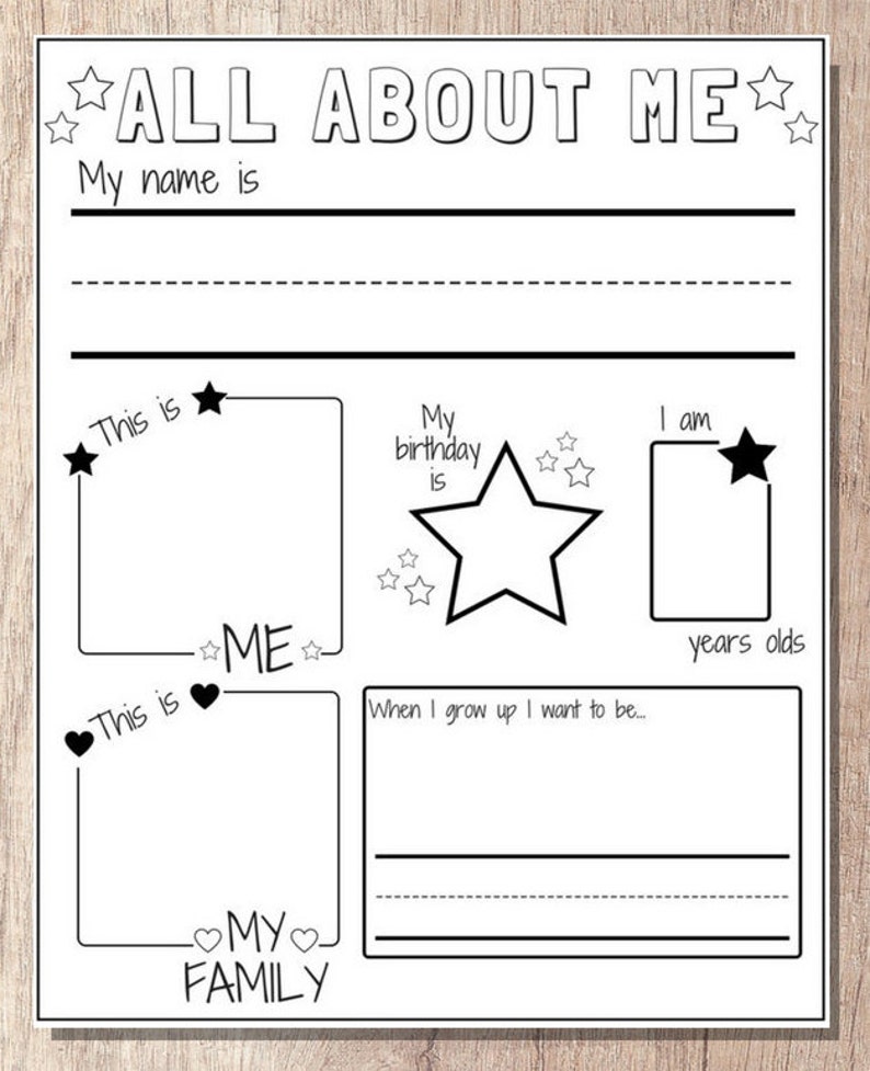 All About Me Worksheet Pdf