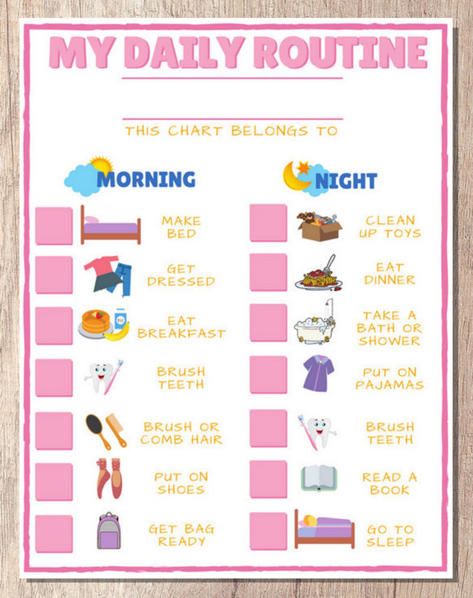 Child Personal Hygiene Chart