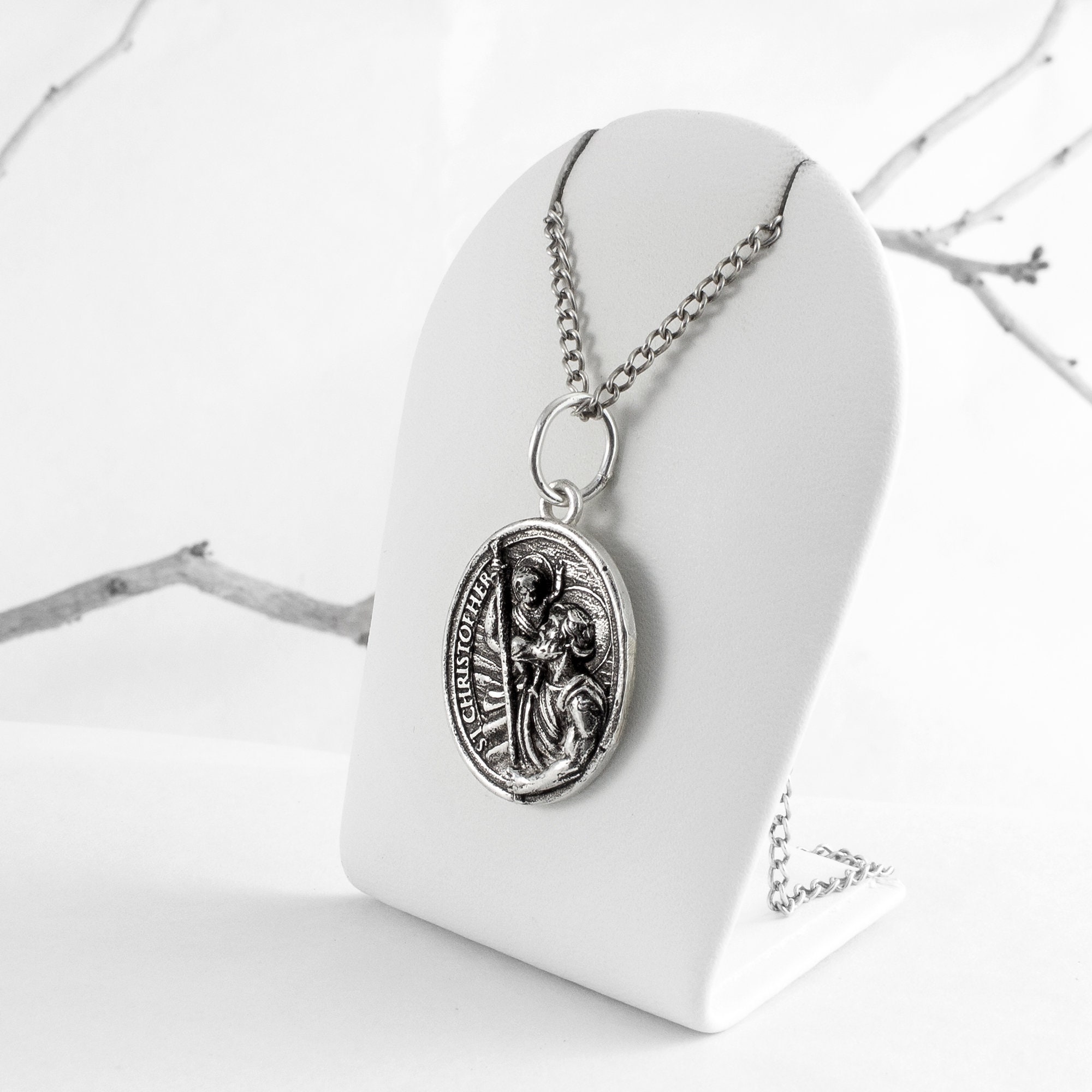 Eudora Collana In Argento Sterling 925 San Cristoforo Ciondolo Croce - Foto 10