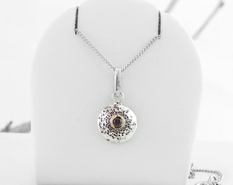 Black Diamond Pendant, Handcrafted Silver Gold Diamond Pendant by Nick Ovchinikov