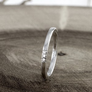 Handmade Sterling Silver Diamond Ring: Minimalist Stacking Wedding Band