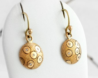 Gold Diamond Earrings, 14ct Gold Drop Earrings by Nick Ovchinikov