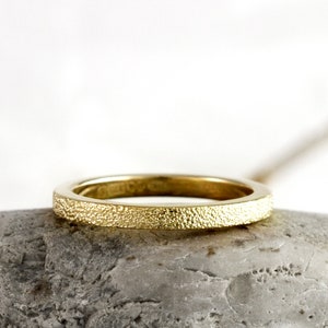 Hand Textured Gold Ring, 9ct Yellow Gold Stacking Ring, Modern Wedding Band, Minimalist Designer Ring, Handmade Ring by Nickolas Jewellery