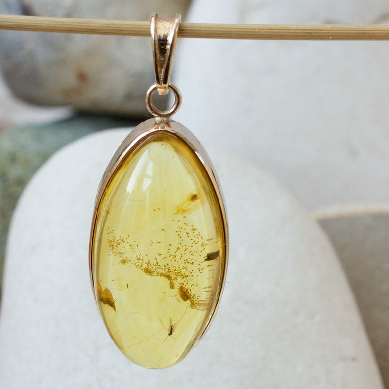 Beautiful Gold And Amber Pendant With Insect