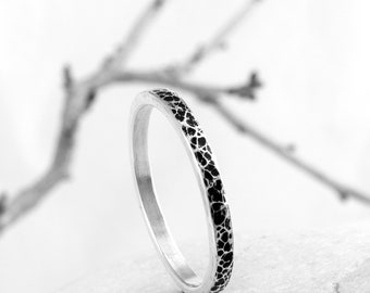 Textured Silver Ring, Handmade Textured Antiqued Silver Ring by Nick Ovchinikov