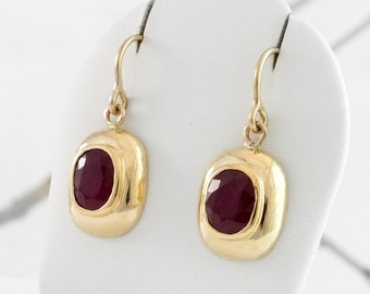 Gold Ruby Earrings, 14ct Gold Drop Earrings by Nick Ovchinikov