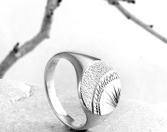 Silver Signature Ring, Handmade Hand Textured Solid Silver Ring by Nick Ovchinikov