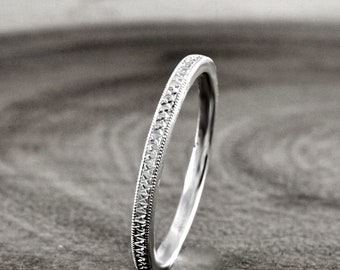 Hand Engraved Silver Ring, Minimalist Wedding Band Handmade in Sheffield by Nick Ovchinikov