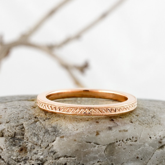 Hand Engraved Gold Ring Exceptional Handmade 9ct Rose Gold Ring