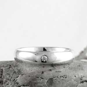 Handmade Sterling Silver Diamond Ring: Minimalist Wedding Band