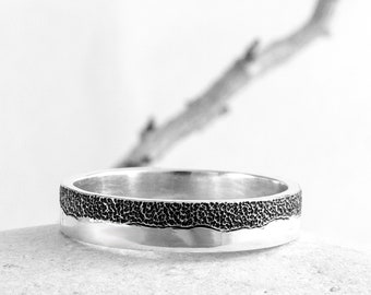 Textured Silver Ring, Handmade Textured Solid Silver Ring by Nick Ovchinikov, Sustainable Elegance for Everyday Wear