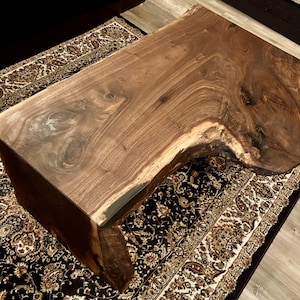 Rustic Live Edge Walnut Waterfall Coffee Table: Modern Farmhouse Style