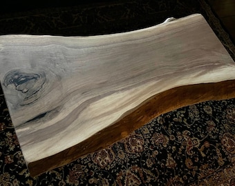 Walnut Live Edge|Gray & Violet Rustic Wood Coffee Table|Black Walnut Live Edge Wood Table Top|Natural Edge Coffee Table|Natural Wood Table