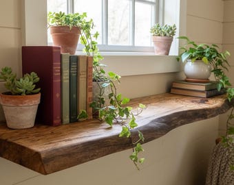 Custom Live Edge Spalted Maple Floating Shelf | Rustic Ambrosia Wood Ledge