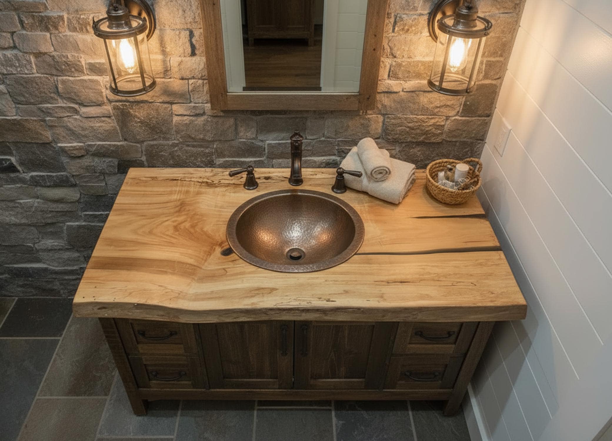Live Edge Spalted Maple Hardwood Vanity Top | Rustic Wood Slab Bathroom ...
