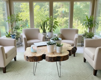 Handmade Spalted Maple Live Edge Coffee Table Set – Rustic Nesting Tables