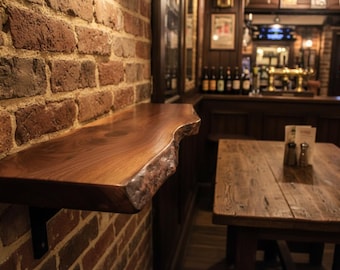 Custom Live Edge Walnut Narrow Floating Shelf | Rustic Farmhouse Hardwood Wall Shelf