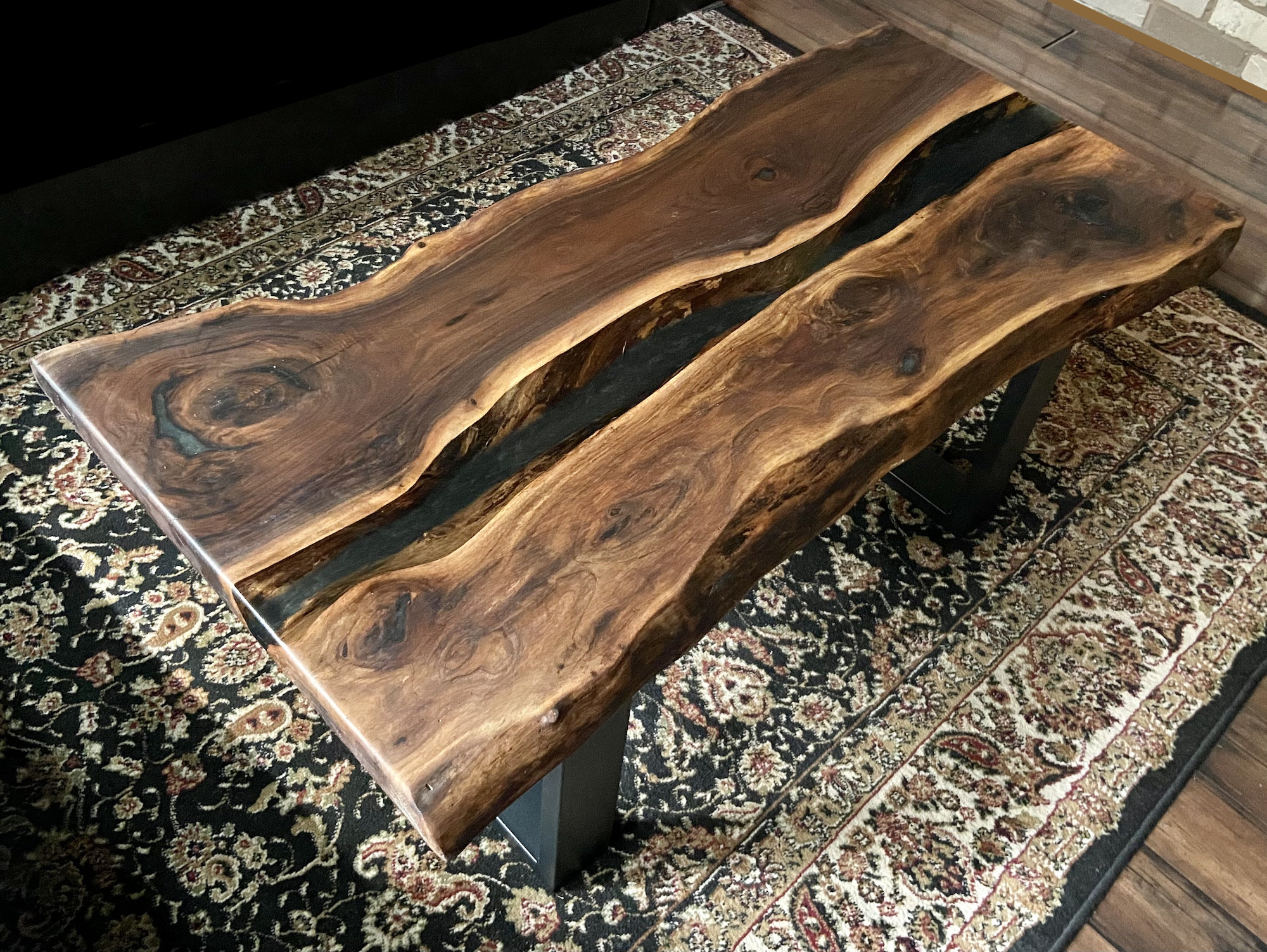 Black epoxy live edge table deals