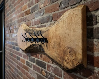 Handmade Live Edge Maple Coat Rack – Rustic Entryway Organizer