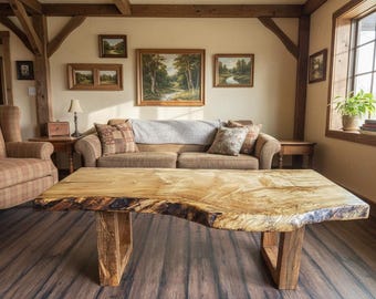 Live Edge Maple Coffee Table | Customizable Spalted Ambrosia Wood