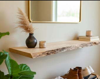 Live Edge Maple Floating Shelf – Handmade Rustic Wall Decor