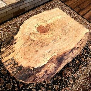 Live Edge Spalted Maple Wood Coffee Table|Modern Rustic Coffee Table|Live Edge Maple Coffee Table|Live Edge Round Wood Table|Birds Eye Maple